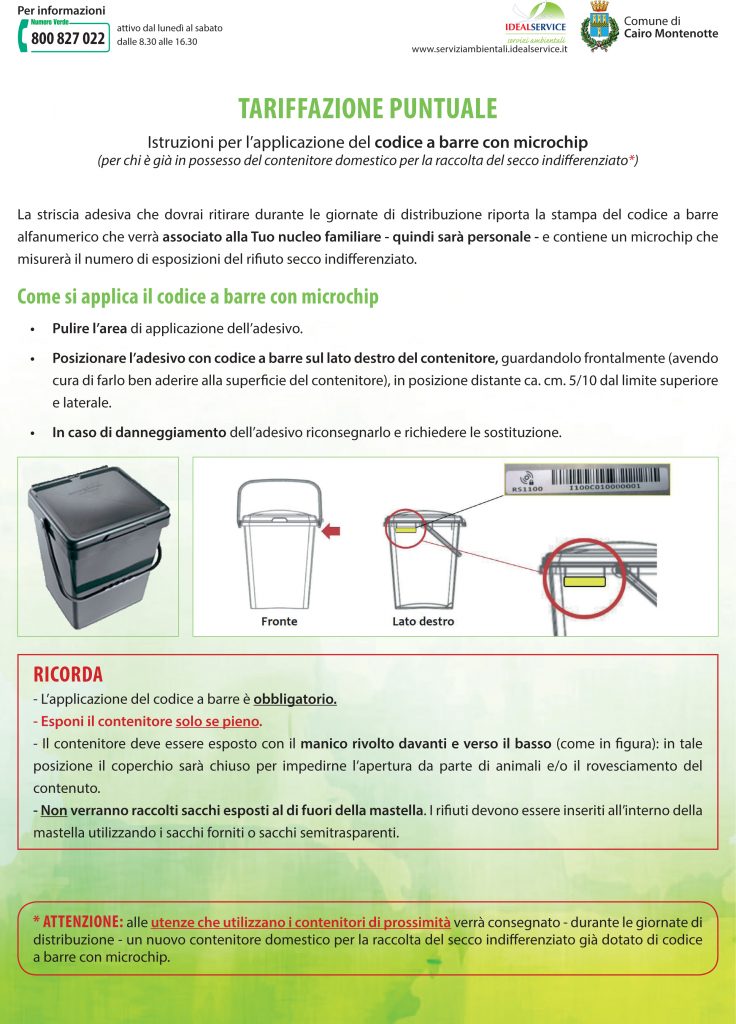 Adesivo per bidoni raccolta differenziata SECCO